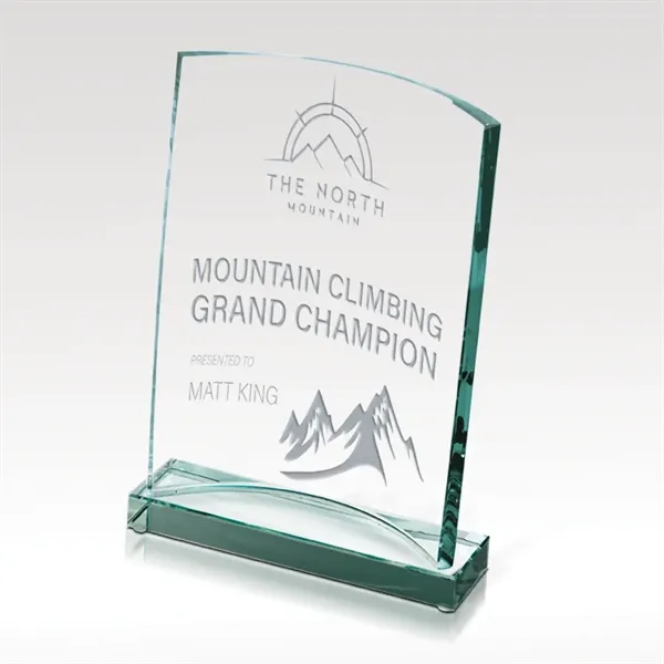 Jade glass award with a slumped design and customization.... from ASI 93986 Visions/Awardcraft / Visions Awards