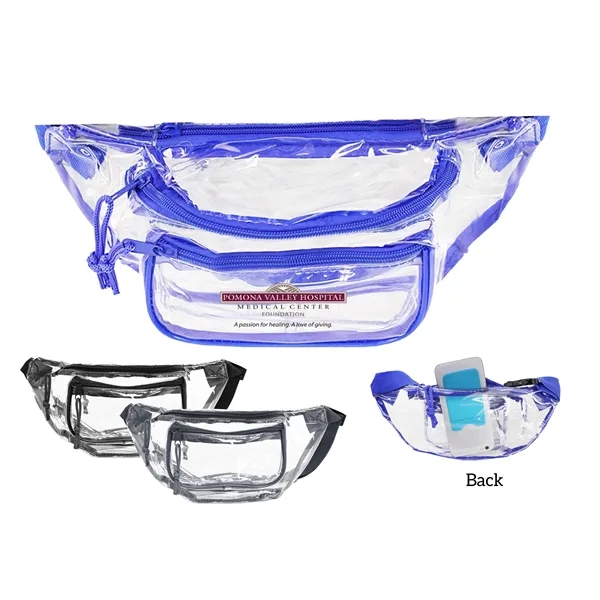 The 3 Zipper Clear Multi Pockets Fanny Pack is a versatile... from ASI 41511 Brainchild USA Inc / BrainChild Gift Club