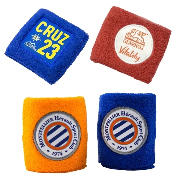Terry polyester sports sweat wristband plus 1 color woven on 1... from ASI 37218 Athena Promo (tm)