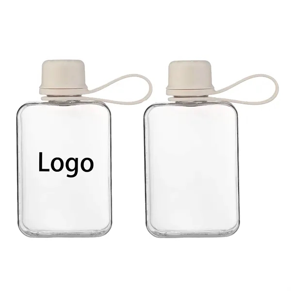 Leak-proof portable BPA-free plastic lift ring flat water drinking bottle with... from ASI 37218 Athena Promo (tm)