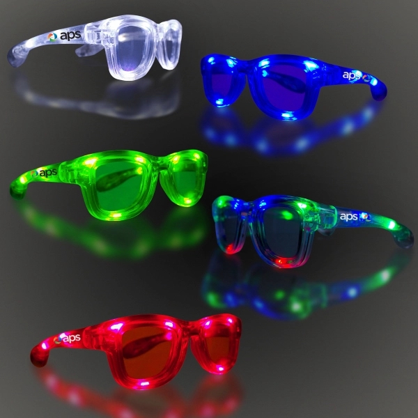 Classic retro-look sunglasses with sound reactive option and LED lights with... from ASI 42016 Brighter Promotions Inc