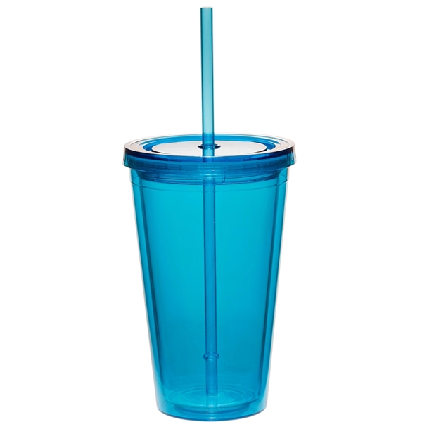 16 oz. double wall acrylic plastic tumbler with matching colored straw.... from ASI 39552 BEL Promo