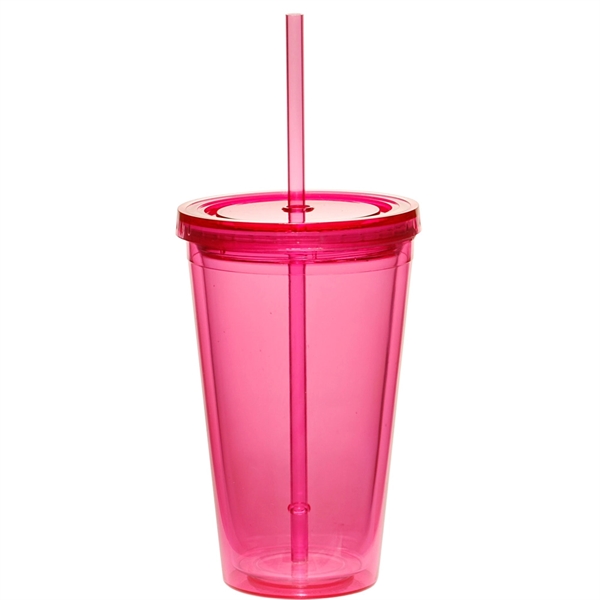 16 oz. double wall acrylic plastic tumbler with matching colored straw.... from ASI 39552 BEL Promo
