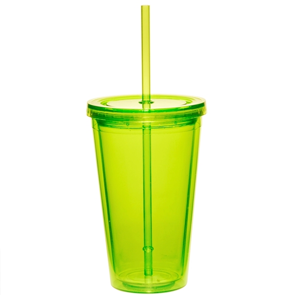 16 oz. double wall acrylic plastic tumbler with matching colored straw.... from ASI 39552 BEL Promo