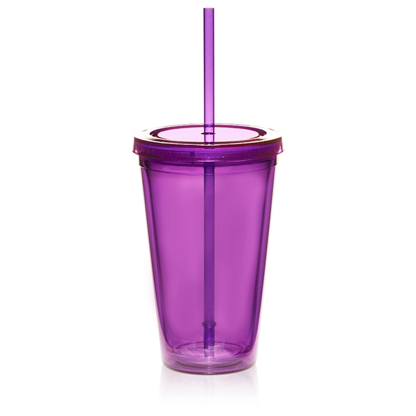 16 oz. double wall acrylic plastic tumbler with matching colored straw.... from ASI 39552 BEL Promo