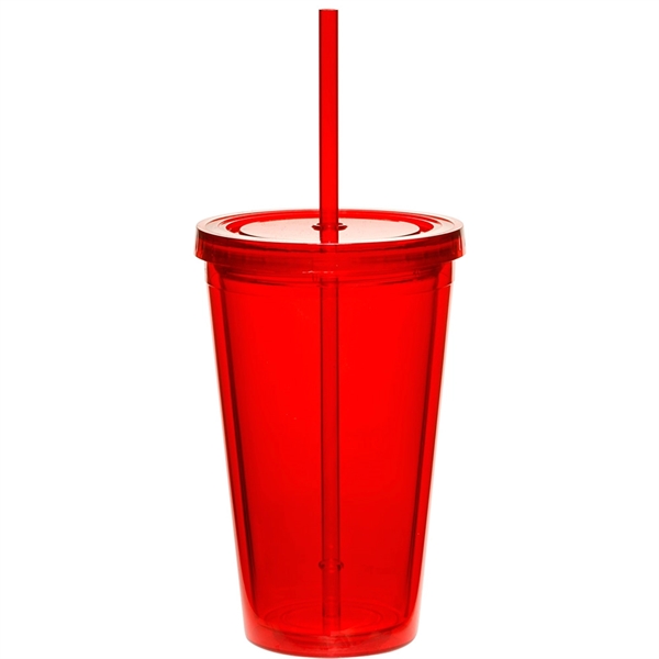 16 oz. double wall acrylic plastic tumbler with matching colored straw.... from ASI 39552 BEL Promo
