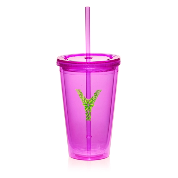 16 oz. double wall acrylic plastic tumbler with matching colored straw.... from ASI 39552 BEL Promo