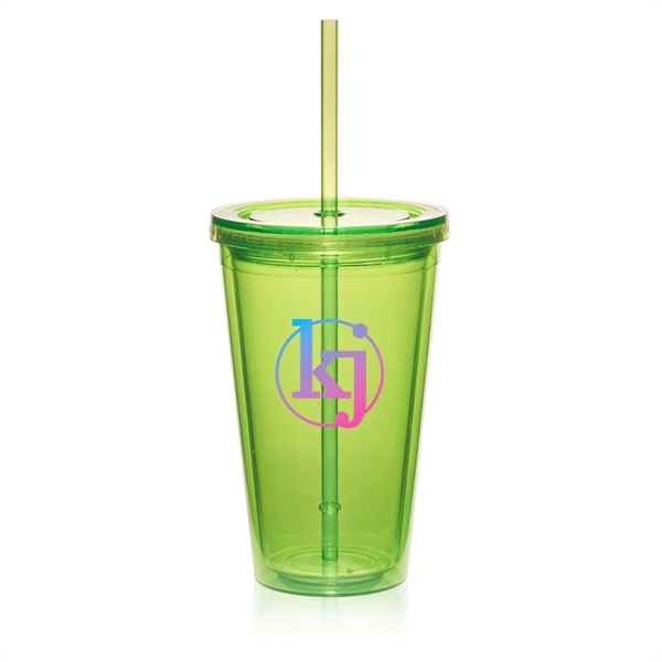 16 oz. double wall acrylic plastic tumbler with matching colored straw.... from ASI 39552 BEL Promo