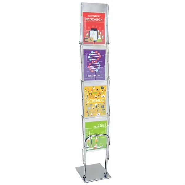Clear view literature display with four-tier design, chrome base and carry... from ASI 87188 Showdown Displays