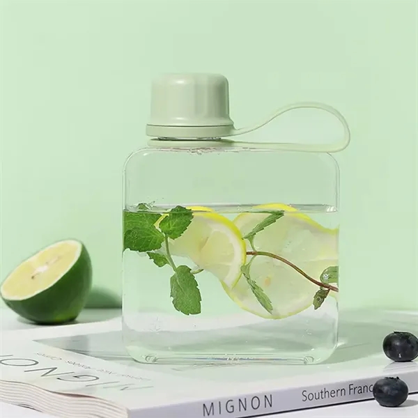 Leak-proof portable BPA-Free plastic lift ring flat water cube drinking bottle,... from ASI 37218 Athena Promo (tm)