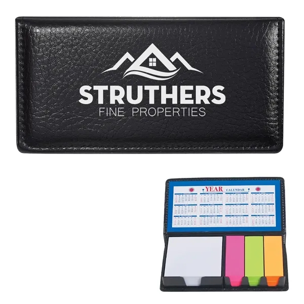 Leather-look case of sticky notes with calendar.... from ASI 61125 Hit Promotional Products / Hit®