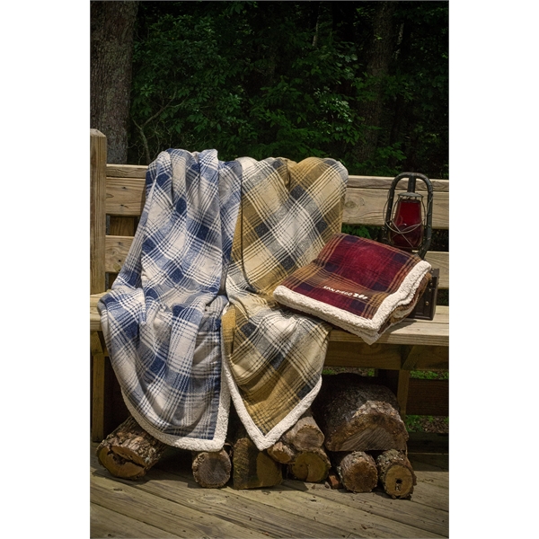 Reversible throw blanket with plaid on one side and faux lambswool... from ASI 73520 Neet Feet / Kanata Blanket