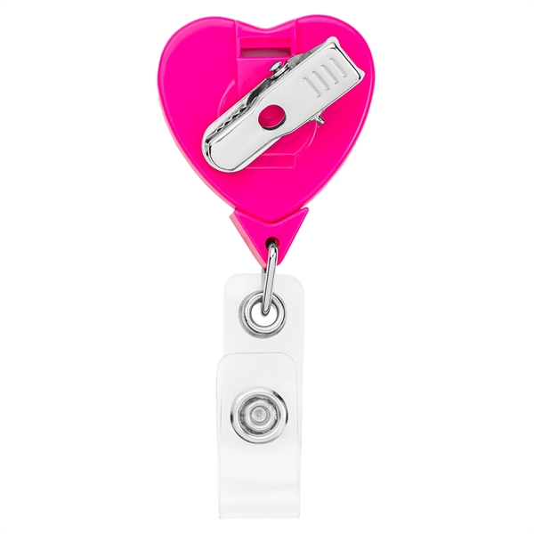 Heart retractable badge reel in solid & translucent colors, alligator clip... from ASI 49470 DEVARA