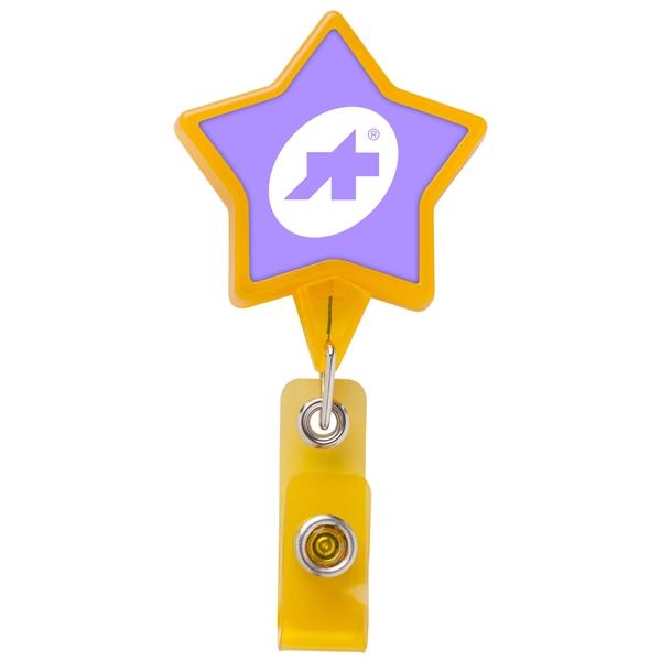 JUMBO star retractable badge reel in translucent yellow color, alligator clip... from ASI 49470 DEVARA