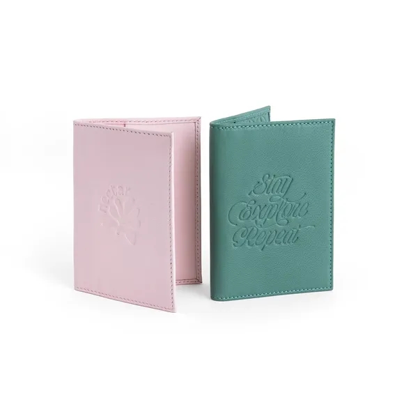 PMS-Matched Leather Passport Case with One Location 3" Deboss and Insert... from ASI 45657 Pop! Promos