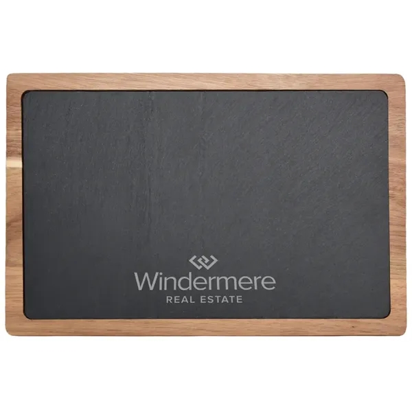 The Charcuterie cutting board is made of slate and solid Acacia... from ASI 71920 Moderne Glass Company Inc