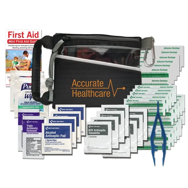 First aid kit with a carabiner, bandages, triple antibiotic ointment packets,... from ASI 84514 Safety Made