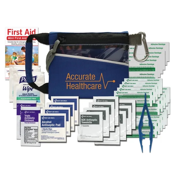 First aid kit with a carabiner, bandages, triple antibiotic ointment packets,... from ASI 84514 Safety Made