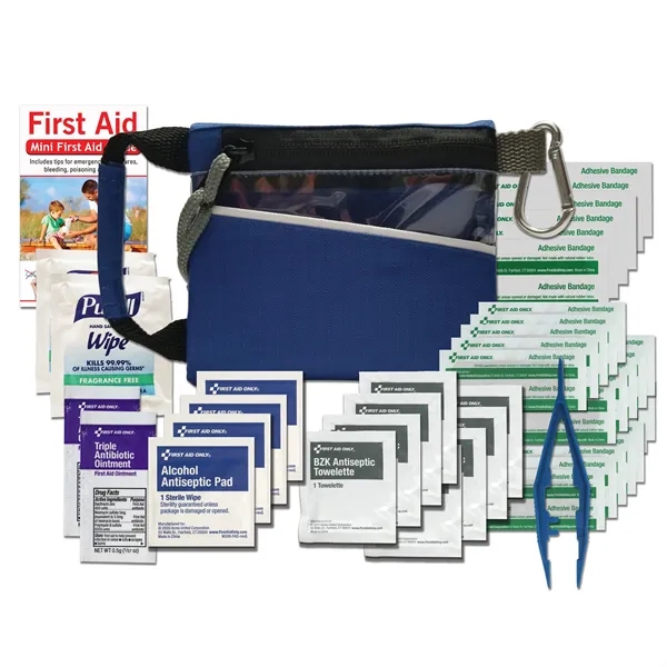 First aid kit with a carabiner, bandages, triple antibiotic ointment packets,... from ASI 84514 Safety Made