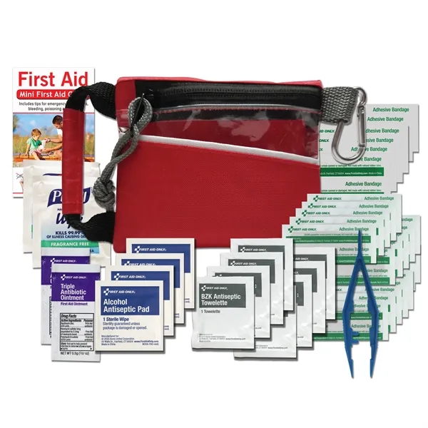 First aid kit with a carabiner, bandages, triple antibiotic ointment packets,... from ASI 84514 Safety Made