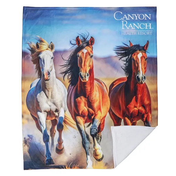 60"H x 50"W fleece blanket constructed of 220GSM short plush and... from ASI 52840 Evans Manufacturing