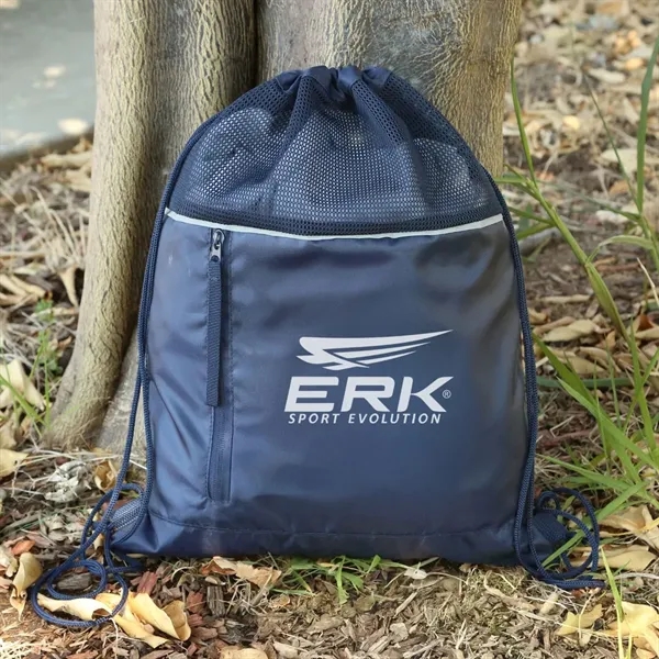 17 3/4" x 13 1/2" drawstring backpack made from RPET mesh... from ASI 52840 Evans Manufacturing