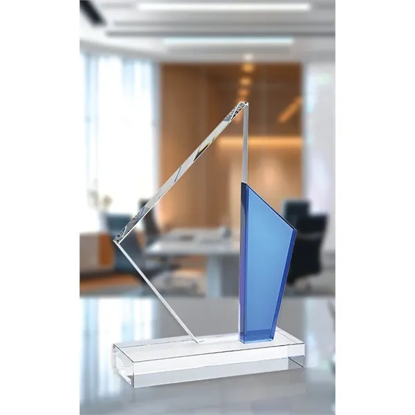 The blue optically perfect accent transforms this award into a timeless... from ASI 71920 Moderne Glass Company Inc / Glass America®