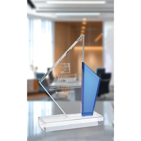 The blue optically perfect accent transforms this award into a timeless... from ASI 71920 Moderne Glass Company Inc / Glass America®