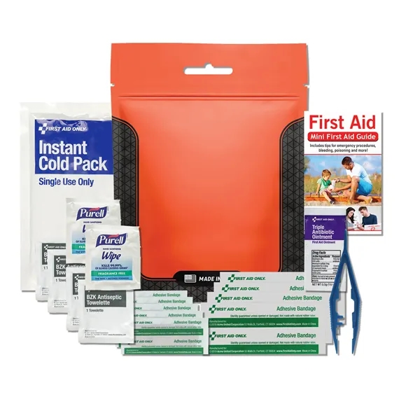 First aid kit with a waterproof bag, ice pack, bandages, and... from ASI 84514 Safety Made