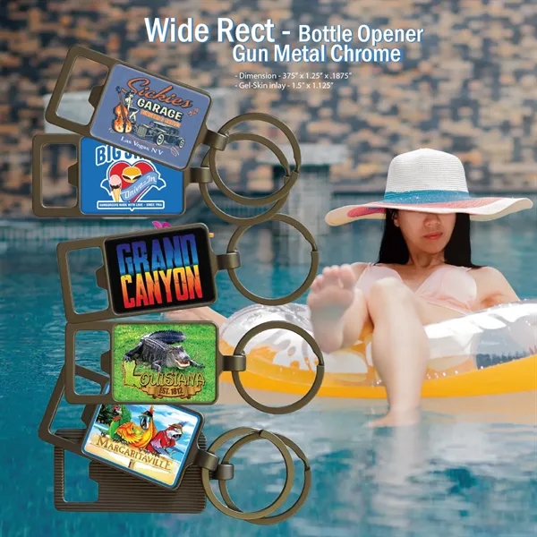 Gun Metal rectangle bottle opener with keyring... from ASI 63073 Openers.Beer / Openers Plus Openers.Beer Beverage Tools