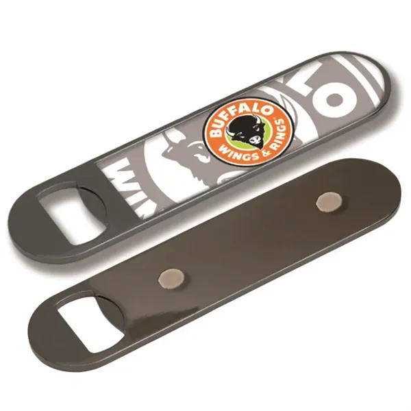 Black nickel waiter bottle opener with magnet on the back and... from ASI 63073 Openers.Beer / Openers Plus Hobow Caps and Beverage Tools