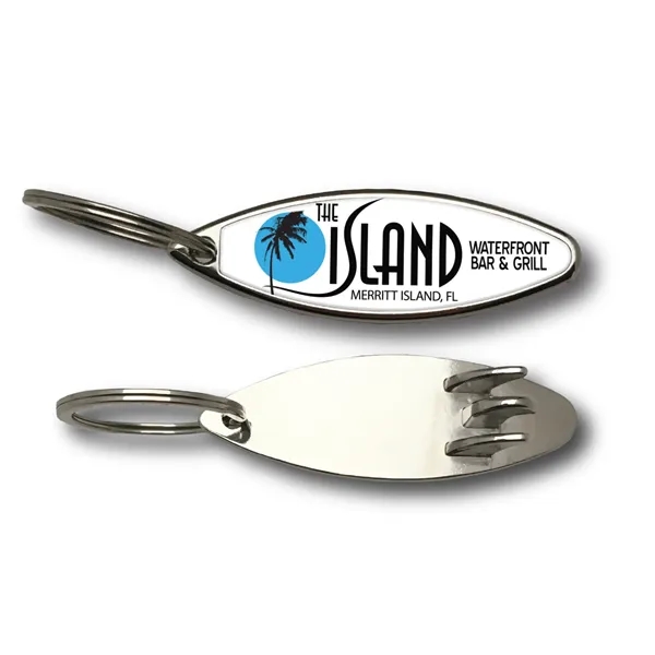Surfboard shaped bottle opener, features cast metal with chrome plating with... from ASI 63073 Openers.Beer / Openers Plus Hobow Caps and Beverage Tools
