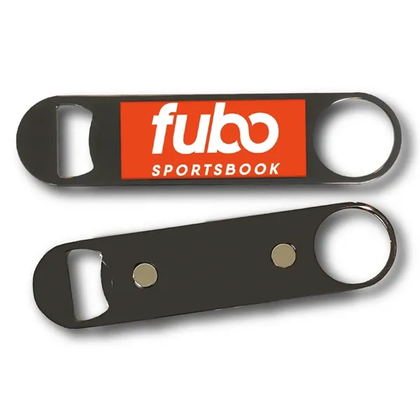 Black nickel waiter bottle opener with magnet on the back and... from ASI 63073 Openers.Beer / Openers Plus Hobow Caps and Beverage Tools