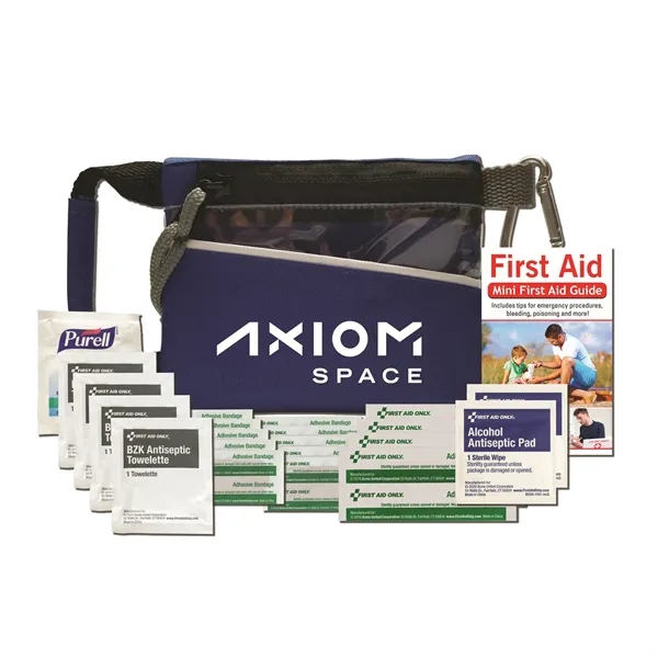 First aid kit with a nylon pouch, carabiner, bandages, wipes, and... from ASI 84514 Safety Made