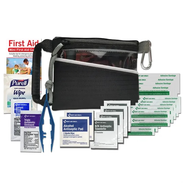 Go Safe first aid kit with bandages, anti-bacterial wipes, ointment, and... from ASI 84514 Safety Made