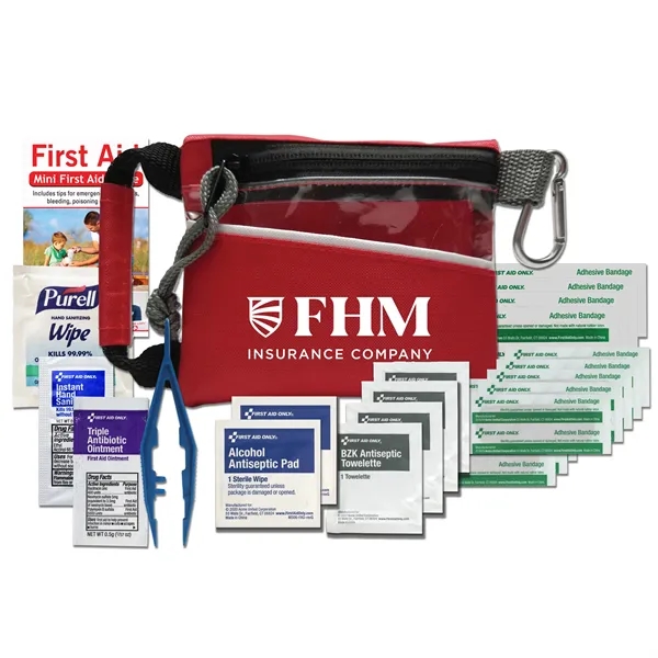 Go Safe first aid kit with bandages, anti-bacterial wipes, ointment, and... from ASI 84514 Safety Made
