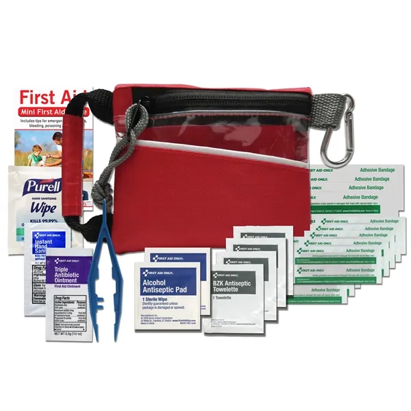 Go Safe first aid kit with bandages, anti-bacterial wipes, ointment, and... from ASI 84514 Safety Made