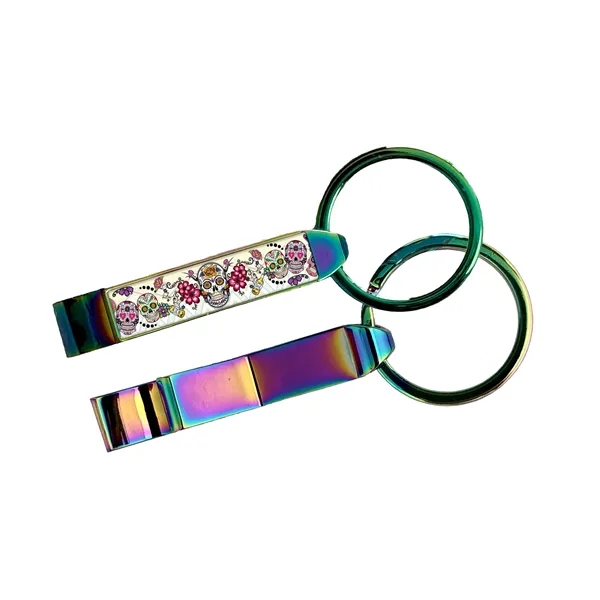 Chrome bottle opener with a heavy-duty split ring and gel coating... from ASI 63073 Openers.Beer