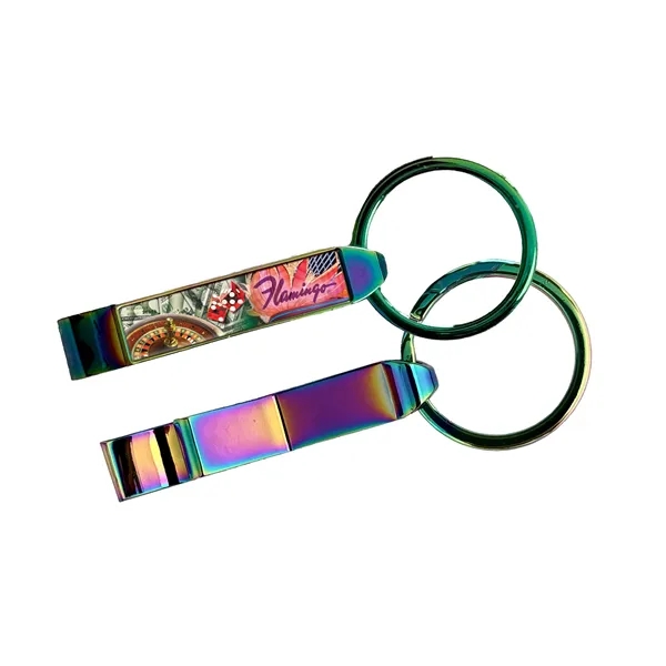 Chrome bottle opener with a heavy-duty split ring and gel coating... from ASI 63073 Openers.Beer