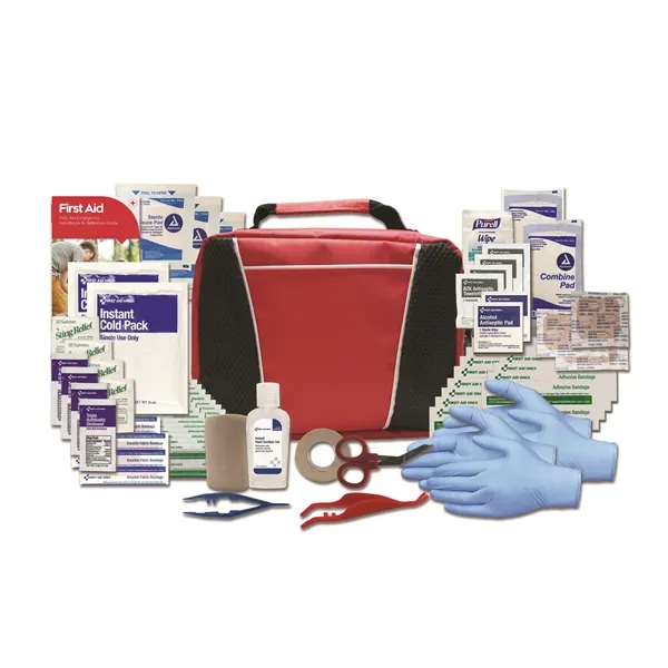 First aid kit with ice packs, pouch, scissors, gloves, ointments, bandages,... from ASI 84514 Safety Made