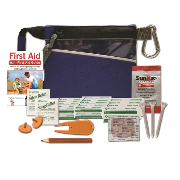 Golf kit with a blister bandage, sunscreen packet, golf divot tool,... from ASI 84514 Safety Made