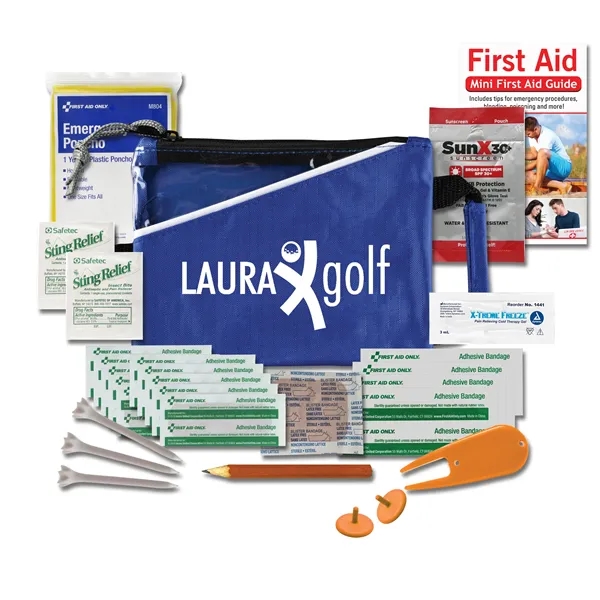 7" x 5.5" golf kit with a bandage, sunscreen, muscle gel,... from ASI 84514 Safety Made