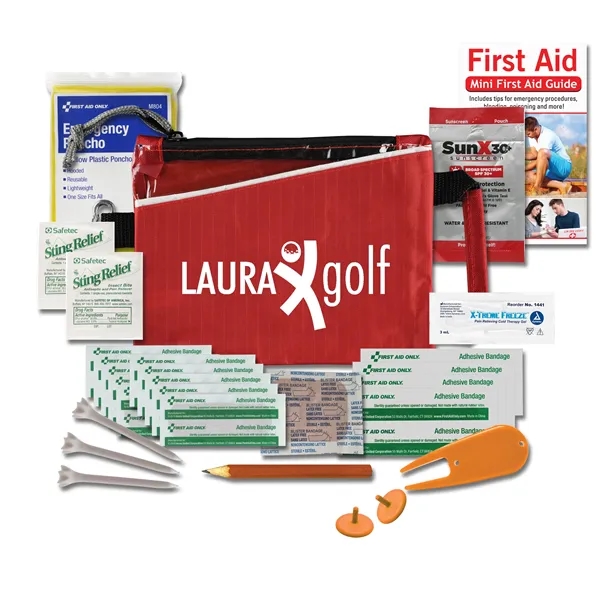 7" x 5.5" golf kit with a bandage, sunscreen, muscle gel,... from ASI 84514 Safety Made