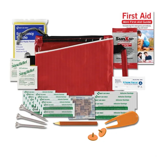 7" x 5.5" golf kit with a bandage, sunscreen, muscle gel,... from ASI 84514 Safety Made