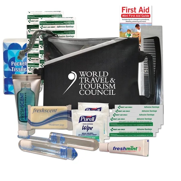 Travel kit with a nylon pouch, bandages, tissue pack, toothbrush, toothpaste,... from ASI 84514 Safety Made