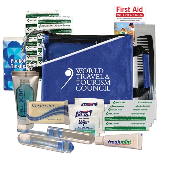 Travel kit with a nylon pouch, bandages, tissue pack, toothbrush, toothpaste,... from ASI 84514 Safety Made
