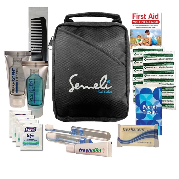 Travel kit with shampoo, body wash tube, travel toothbrush, toothpaste, deodorant... from ASI 84514 Safety Made