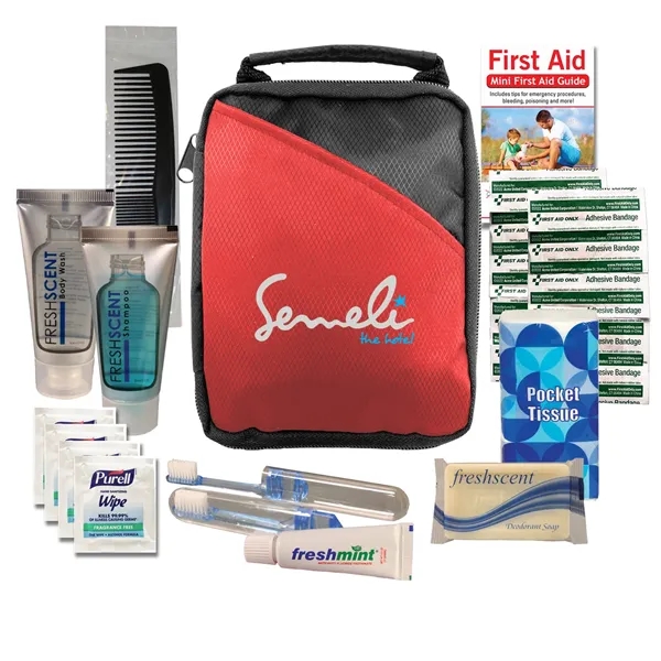 Travel kit with shampoo, body wash tube, travel toothbrush, toothpaste, deodorant... from ASI 84514 Safety Made