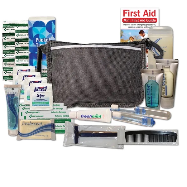 Travel kit with a nylon pouch, shampoo bottle, conditioner bottle, travel... from ASI 84514 Safety Made