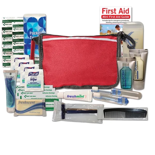 Travel kit with a nylon pouch, shampoo bottle, conditioner bottle, travel... from ASI 84514 Safety Made